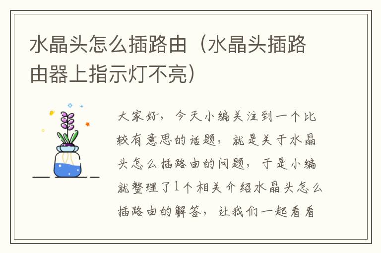 水晶头怎么插路由(水晶头插路由器上指示灯不亮)