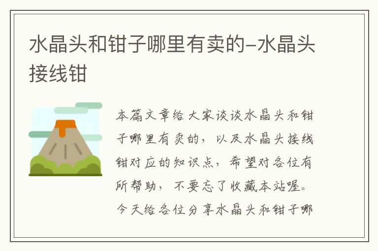 水晶头和钳子哪里有卖的-水晶头接线钳
