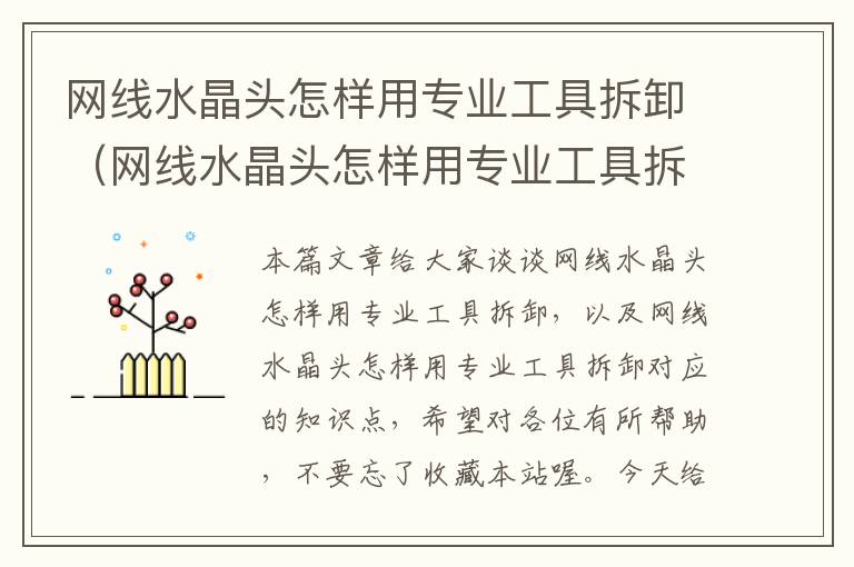 网线水晶头怎样用专业工具拆卸(网线水晶头怎样用专业工具拆卸)