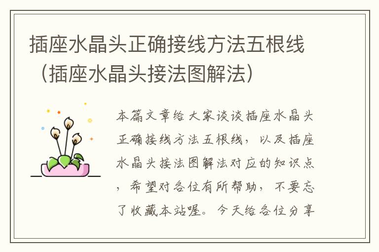 插座水晶头正确接线方法五根线(插座水晶头接法图解法)