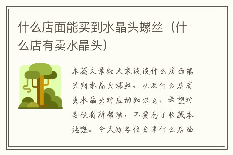 什么店面能买到水晶头螺丝(什么店有卖水晶头)