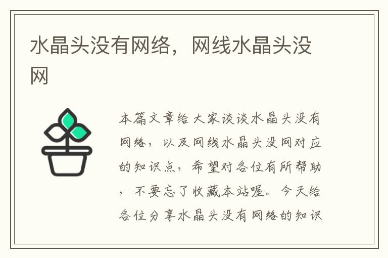 水晶头没有网络,网线水晶头没网