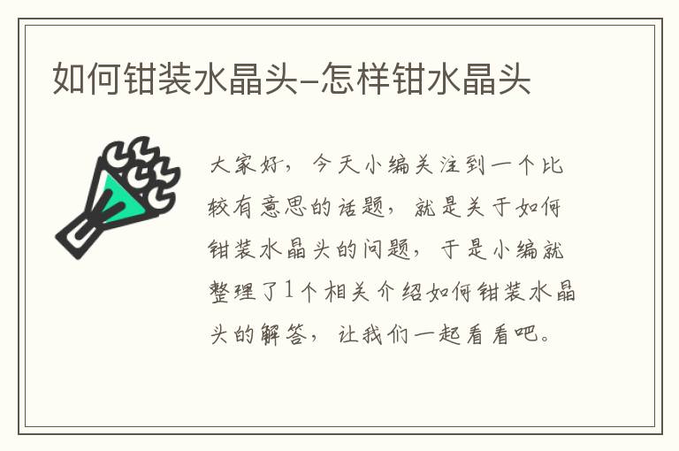 如何钳装水晶头-怎样钳水晶头