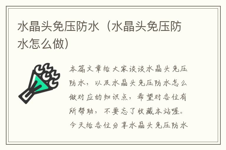 水晶头免压防水(水晶头免压防水怎么做)