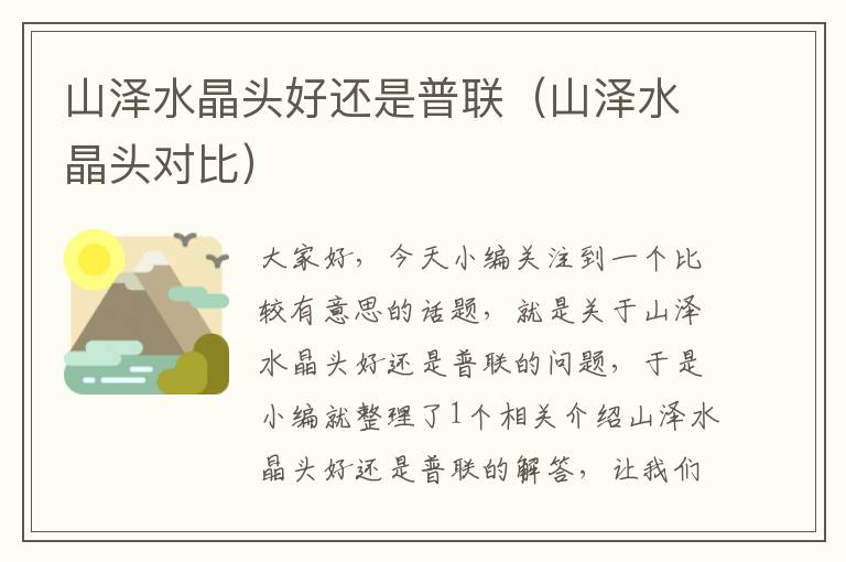 山泽水晶头好还是普联(山泽水晶头对比)