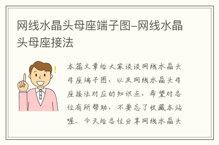 网线水晶头母座端子图-网线水晶头母座接法