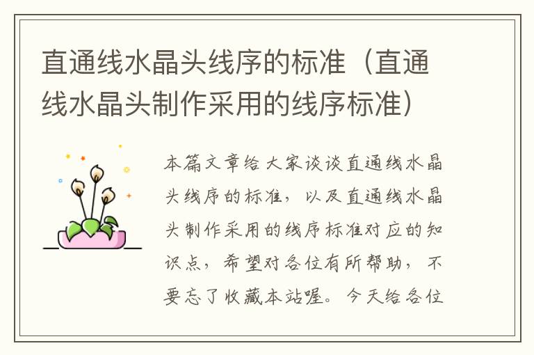 直通线水晶头线序的标准(直通线水晶头制作采用的线序标准)