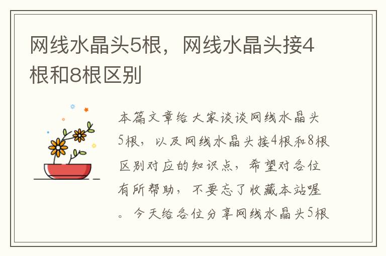 网线水晶头5根,网线水晶头接4根和8根区别