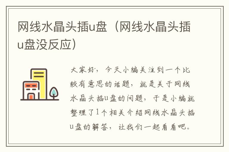 网线水晶头插u盘(网线水晶头插u盘没反应)