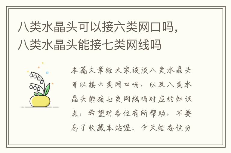 八类水晶头可以接六类网口吗,八类水晶头能接七类网线吗