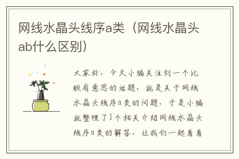 网线水晶头线序a类(网线水晶头ab什么区别)