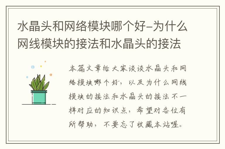 水晶头和网络模块哪个好-为什么网线模块的接法和水晶头的接法不一样