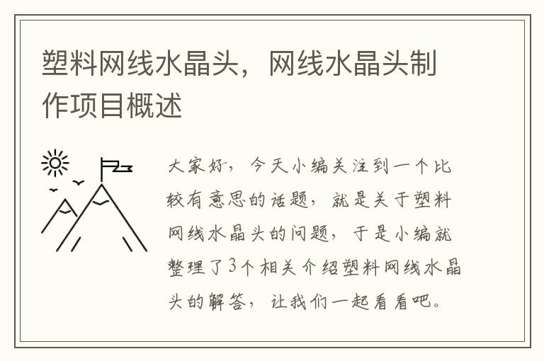 塑料网线水晶头,网线水晶头制作项目概述