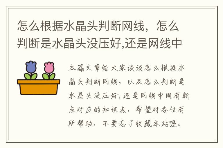 怎么根据水晶头判断网线,怎么判断是水晶头没压好,还是网线中间有断点