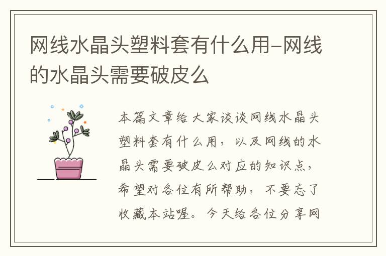 网线水晶头塑料套有什么用-网线的水晶头需要破皮么