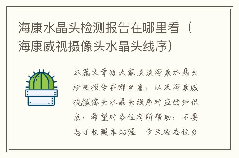 海康水晶头检测报告在哪里看(海康威视摄像头水晶头线序)
