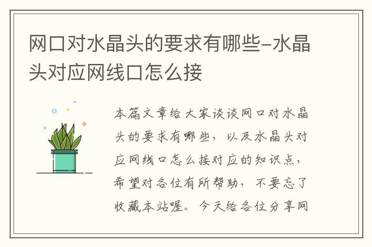 网口对水晶头的要求有哪些-水晶头对应网线口怎么接