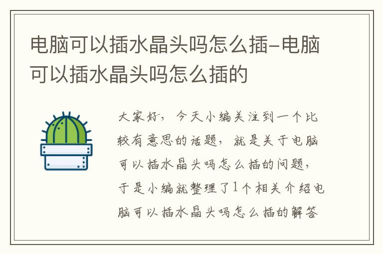电脑可以插水晶头吗怎么插-电脑可以插水晶头吗怎么插的