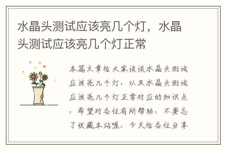 水晶头测试应该亮几个灯,水晶头测试应该亮几个灯正常