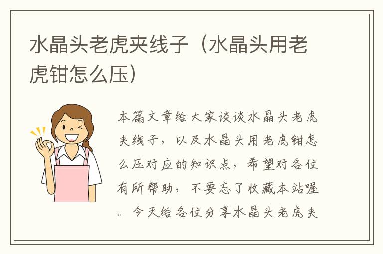 水晶头老虎夹线子(水晶头用老虎钳怎么压)