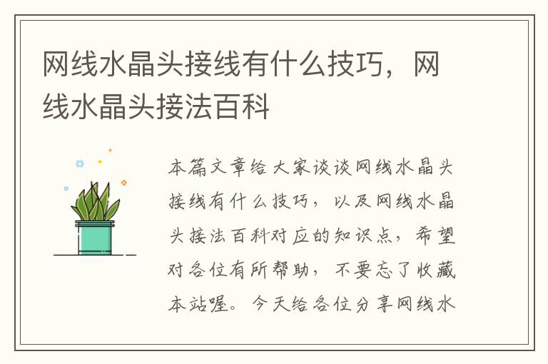 网线水晶头接线有什么技巧,网线水晶头接法百科