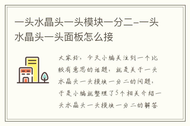 一头水晶头一头模块一分二-一头水晶头一头面板怎么接