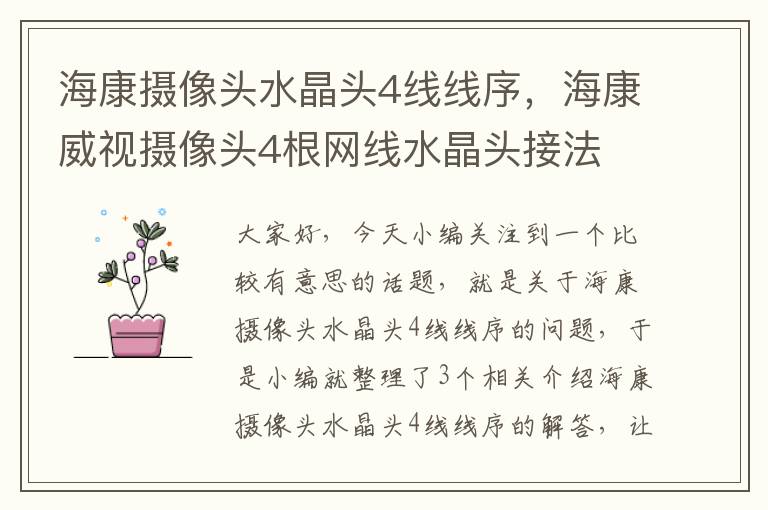 海康摄像头水晶头4线线序,海康威视摄像头4根网线水晶头接法