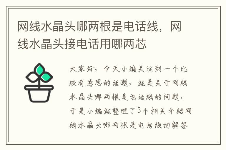 网线水晶头哪两根是电话线,网线水晶头接电话用哪两芯
