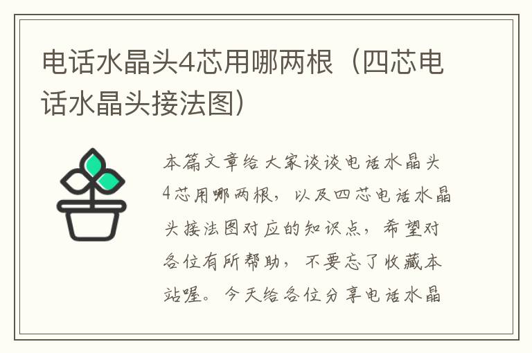 电话水晶头4芯用哪两根(四芯电话水晶头接法图)