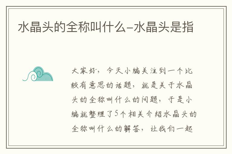 水晶头的全称叫什么-水晶头是指