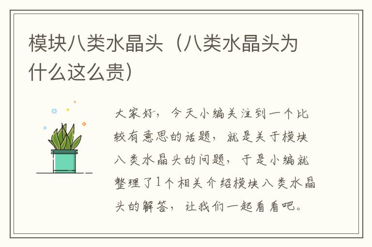 模块八类水晶头(八类水晶头为什么这么贵)