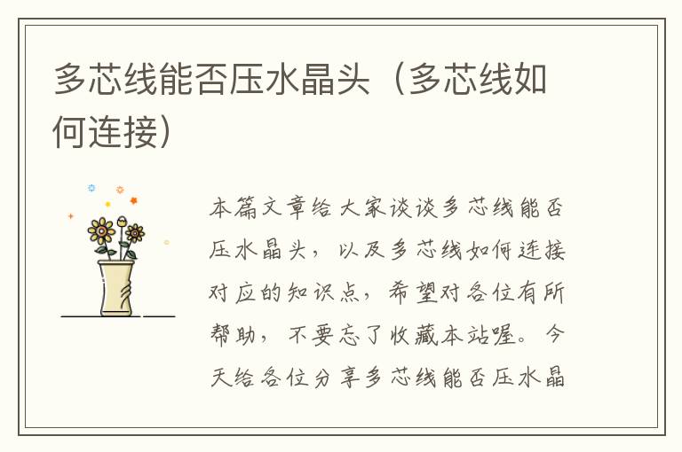 多芯线能否压水晶头(多芯线如何连接)