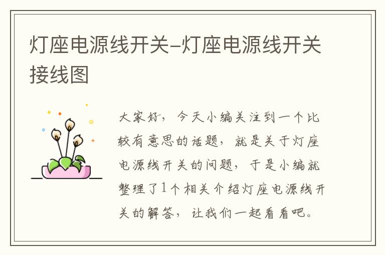 灯座电源线开关-灯座电源线开关接线图