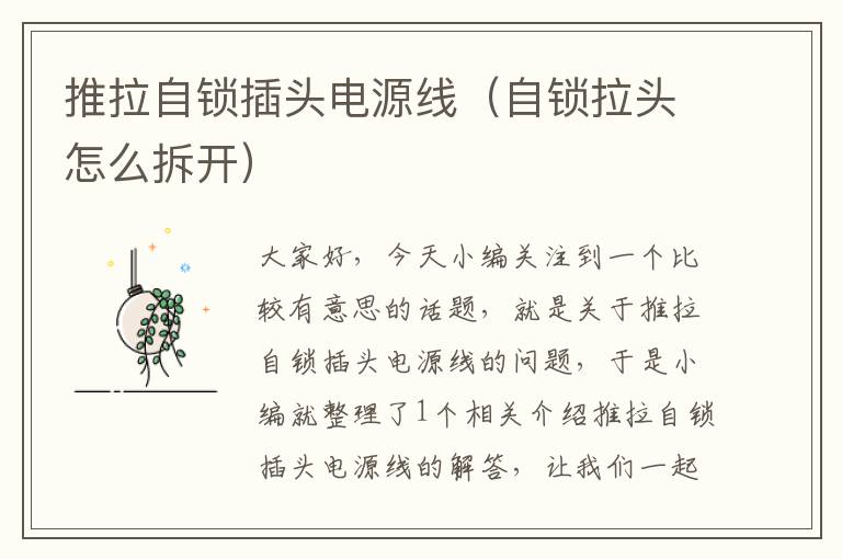 推拉自锁插头电源线(自锁拉头怎么拆开)