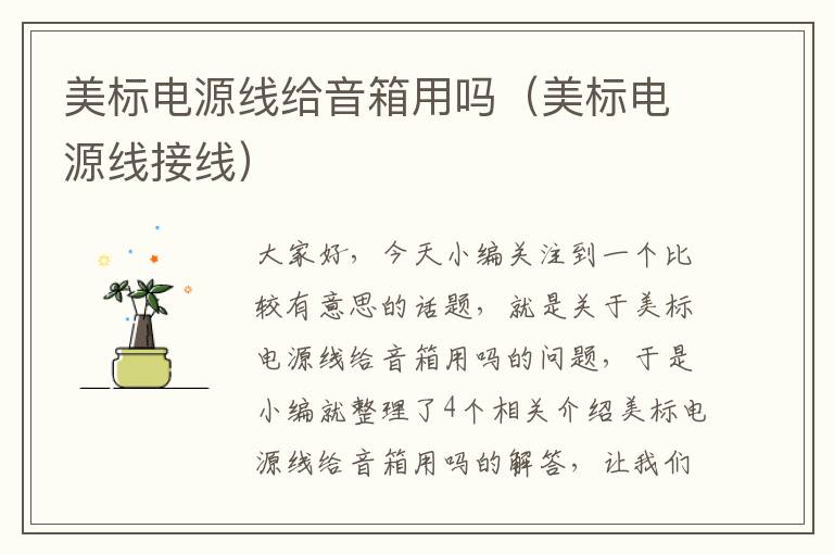 美标电源线给音箱用吗(美标电源线接线)