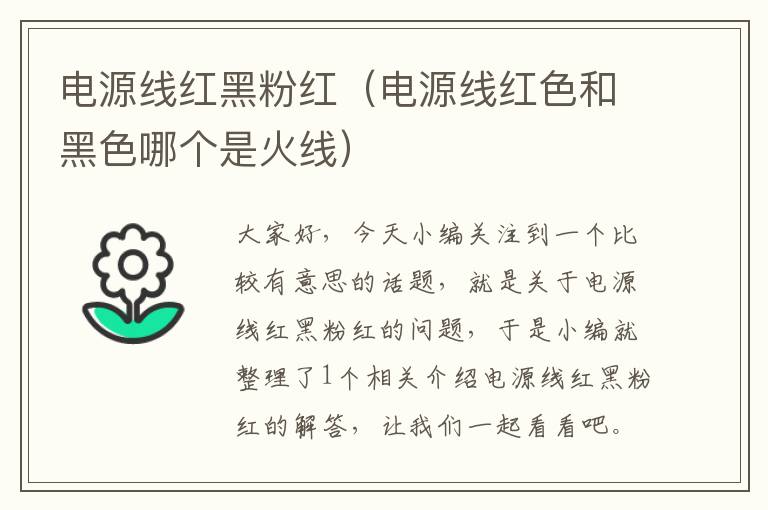 电源线红黑粉红(电源线红色和黑色哪个是火线)