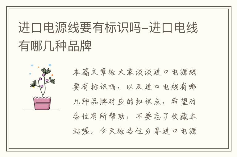 进口电源线要有标识吗-进口电线有哪几种品牌