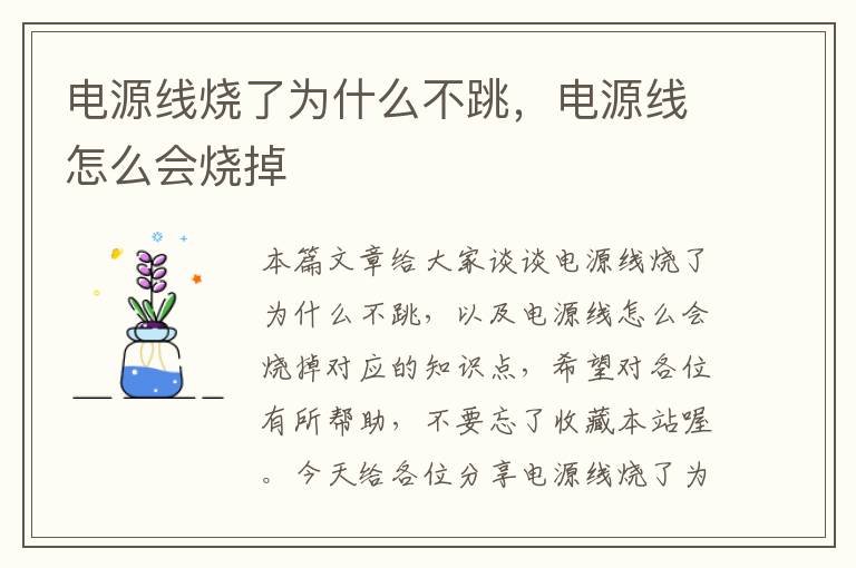 电源线烧了为什么不跳,电源线怎么会烧掉