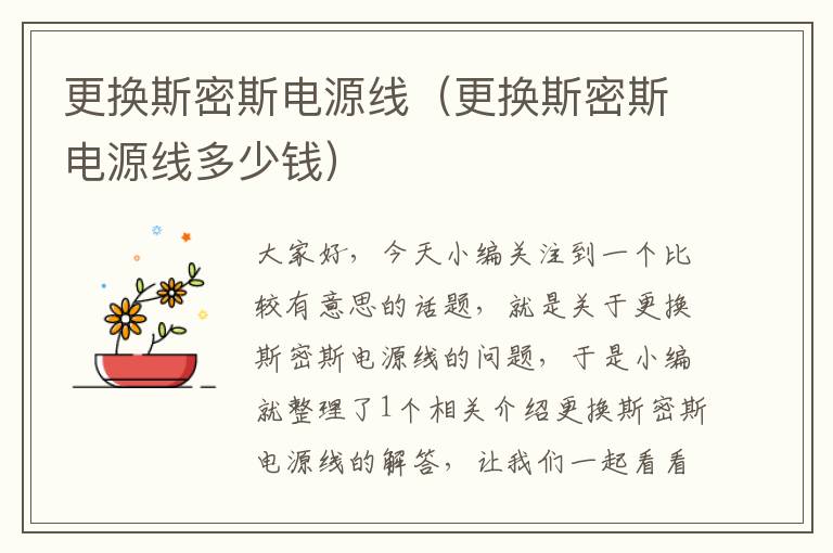 更换斯密斯电源线(更换斯密斯电源线多少钱)