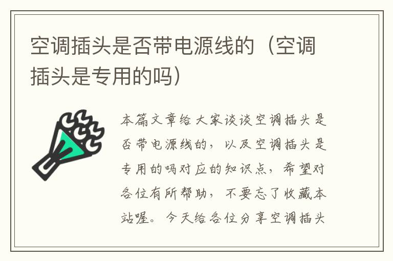 空调插头是否带电源线的(空调插头是专用的吗)