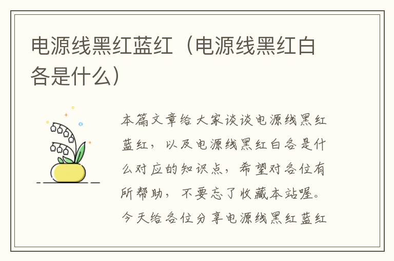 电源线黑红蓝红(电源线黑红白各是什么)