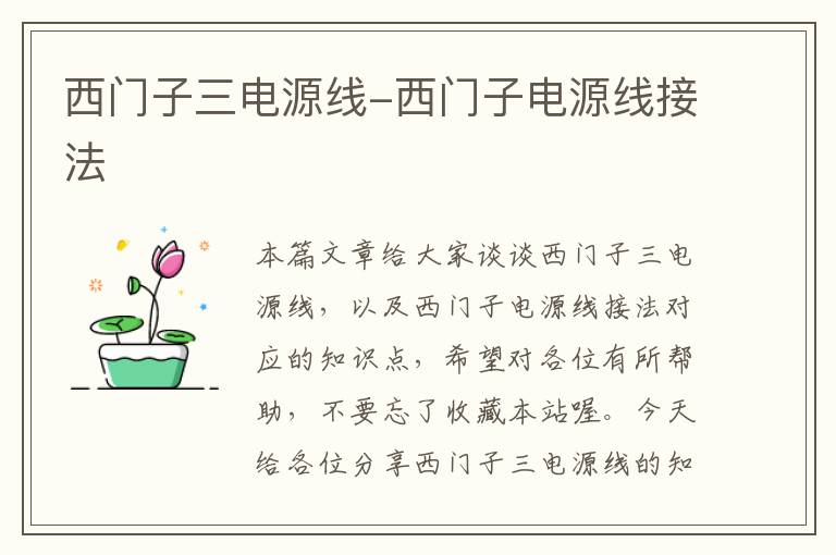 西门子三电源线-西门子电源线接法