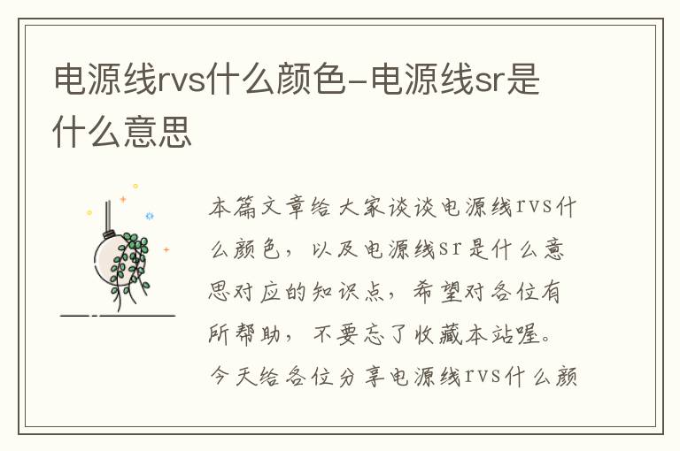 电源线rvs什么颜色-电源线sr是什么意思