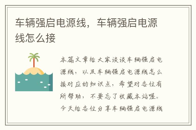 车辆强启电源线,车辆强启电源线怎么接