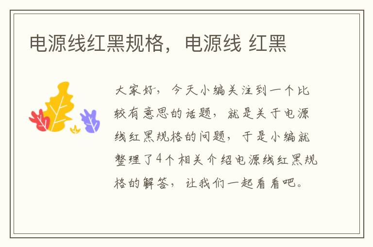 电源线红黑规格,电源线 红黑