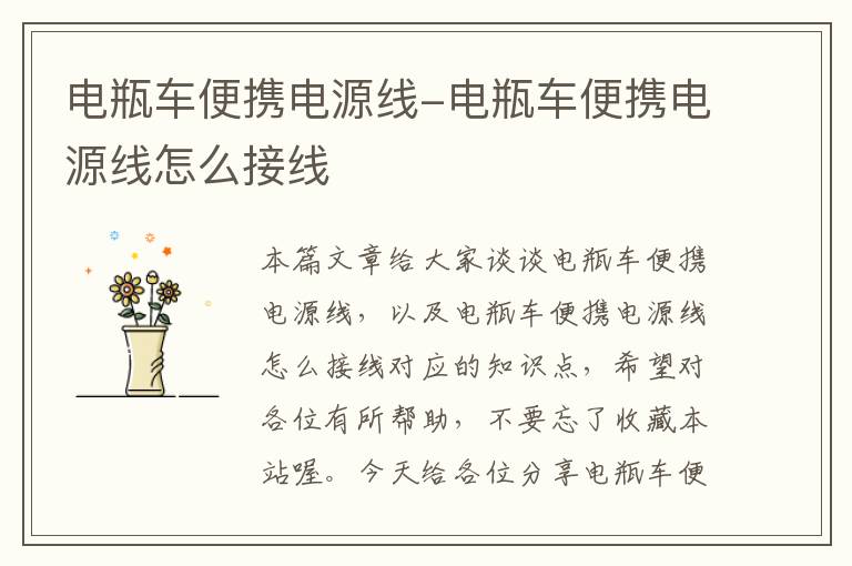 电瓶车便携电源线-电瓶车便携电源线怎么接线