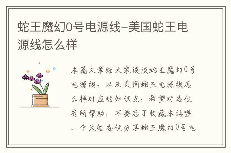 蛇王魔幻0号电源线-美国蛇王电源线怎么样