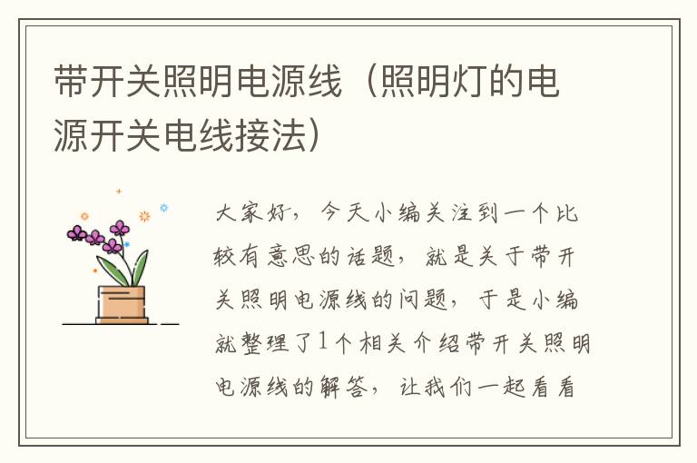 带开关照明电源线(照明灯的电源开关电线接法)