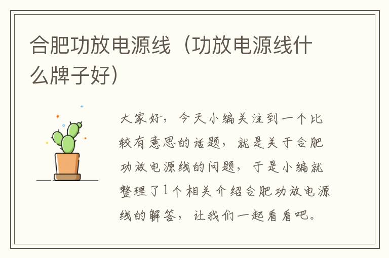 合肥功放电源线(功放电源线什么牌子好)