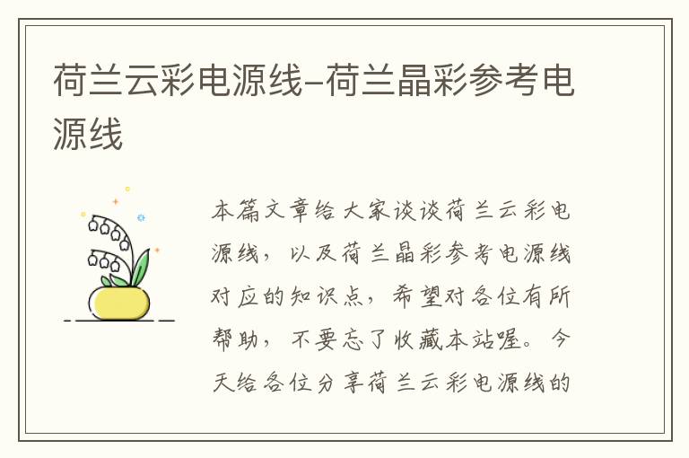 荷兰云彩电源线-荷兰晶彩参考电源线